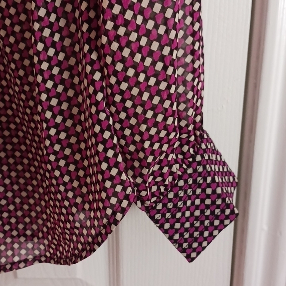 PLEIONE LONG CUFFED SLEEVE V NECK BUTTON UP BLOUSE - Picture 3 of 7